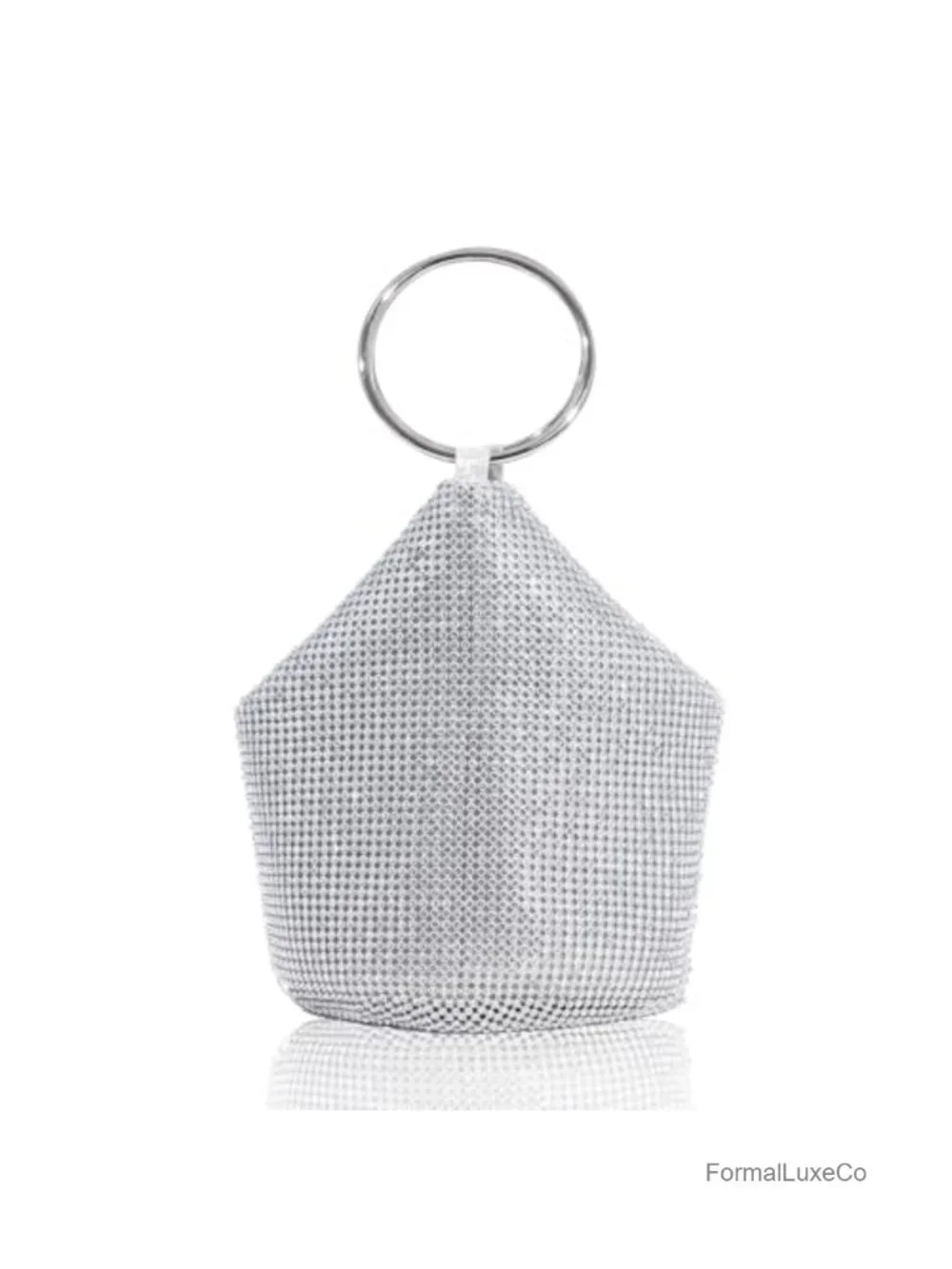 Rhinestone Top Handle Evening Bag Sparkly Clutch Purse Mini Bucket Handbag for